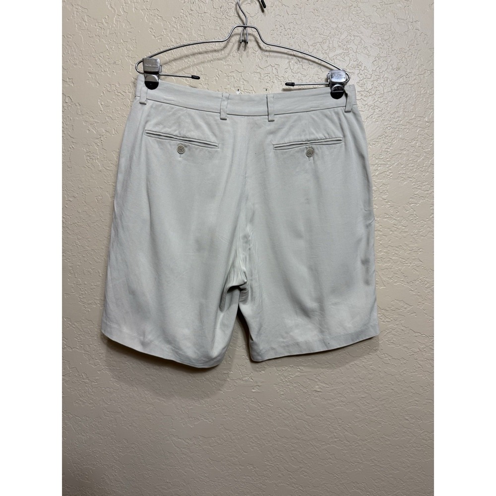 Tommy Bahama Mens Shorts Sz 34 Silk Cotton Blend Flat Front Beige Chino Casual